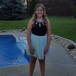 Seafoam and Black Homecoming Dress